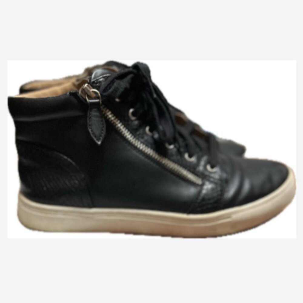 Dolce Vita Sneaker Shoe High Top Alison Women's Size 9 Black Zip & Lace Man-Made